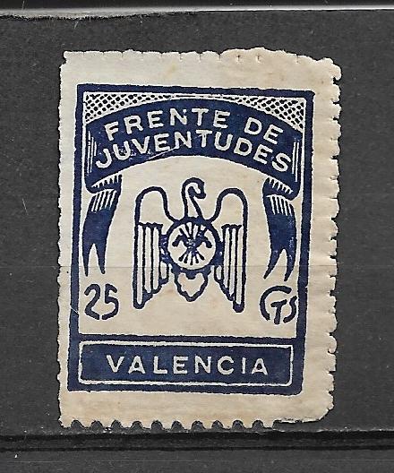 España Guerra Civil Valencia Frente de Juventudes 25 cts. No catalogado  VIN01 - Rafasan